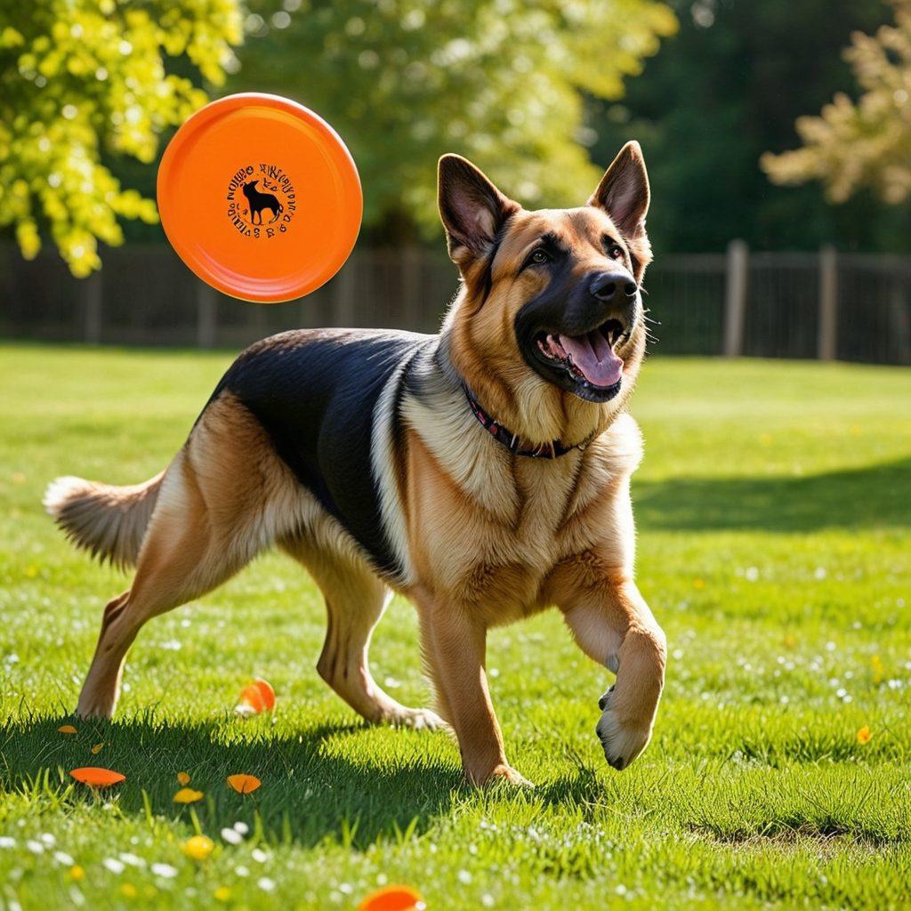 A heartwarming scene depicting a dedicated dog parent training a cheerful working dog in a sunny park setting. Include playful interactions, like a dog jumping for a frisbee, and hints of obedience training with command signs in the background. Showcase different dog breeds like a Labrador and a German Shepherd to represent versatility. Focus on an atmosphere of patience, love, and teamwork. super-realistic. vibrant colors. natural setting.